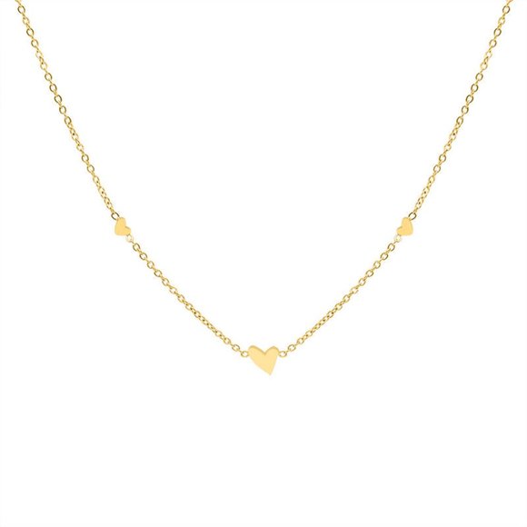 Delicacy 18K Gold Plated Stainless Steel Chain with Heart Charm Necklace - Picture 3 of 4